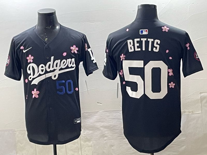 Men 2025 Nike Los Angeles Dodgers #50 Betts Black Game MLB Jersey 015->los angeles dodgers->MLB Jersey